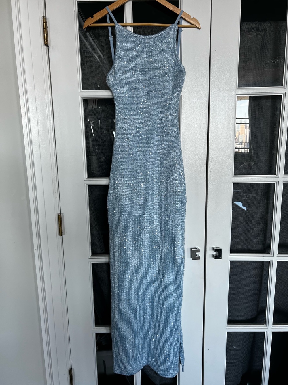 SNDYS Azaria True Sequin Knit Maxi Dress in Light Blue - Picture 6 of 8